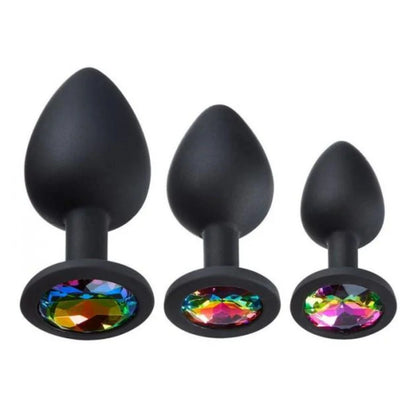 Gems Black Silicone Anal Plug Kit