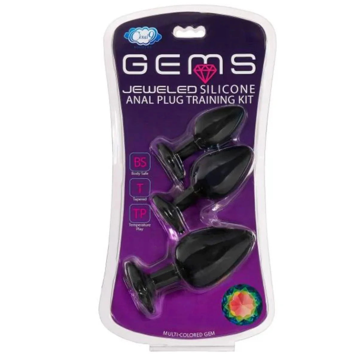 Gems Black Silicone Anal Plug Kit