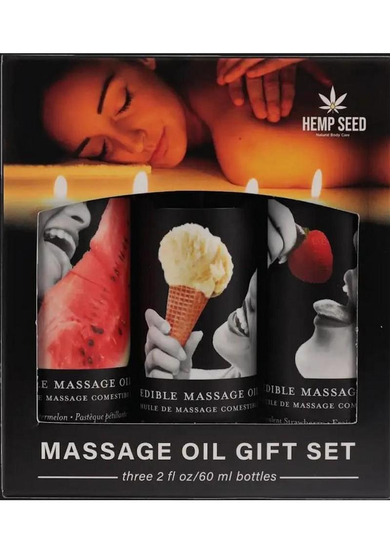 Hemp Seed Edible Massage Oil Gift Set (Three 2oz Edible Massage Oils)