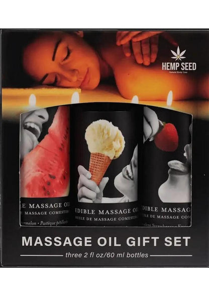 Hemp Seed Edible Massage Oil Gift Set (Three 2oz Edible Massage Oils)