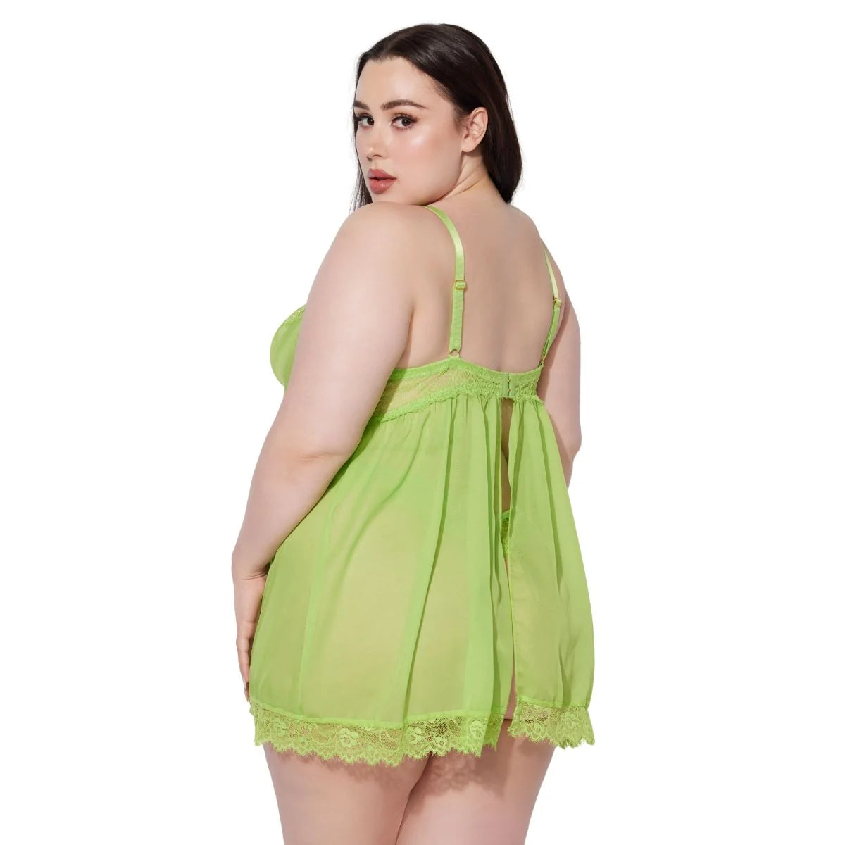 Babydoll & G-String Set-Neon Green