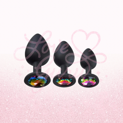 Gems Black Silicone Anal Plug Kit