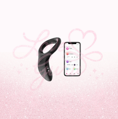 Lovense Diamo App Compatible Vibrating Silicone C Ring - Black