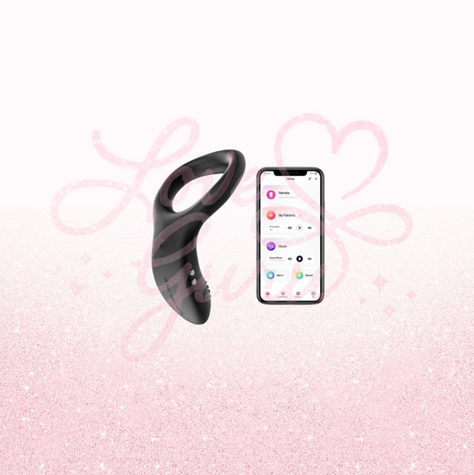 Lovense Diamo App Compatible Vibrating Silicone C Ring - Black