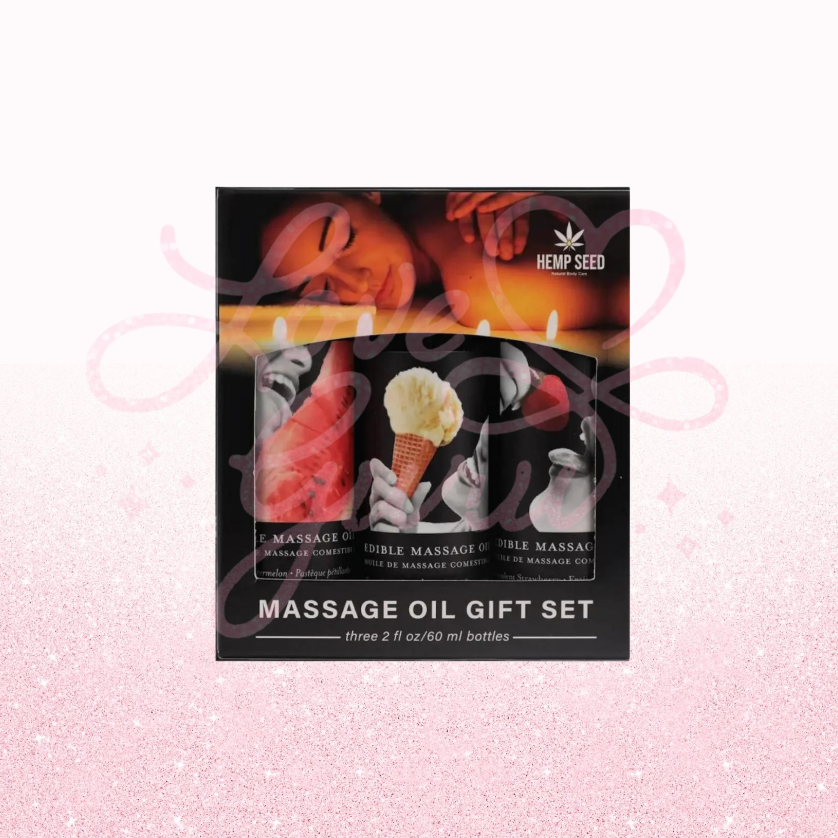 Hemp Seed Edible Massage Oil Gift Set (Three 2oz Edible Massage Oils)